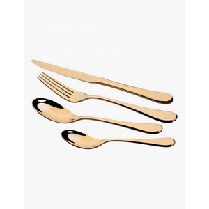 High Quality Custom Logo Metal <b>Rectangular</b> Handle Stainless Steel <b>Gold</b> Plated Luxury Hotel Wedding Cutlery Set - Product Image 2