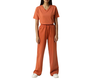 Pantalon cargo évasé pour femme, nouveau style été, coupe droite large, couleur unie, décontracté - Product Image 2