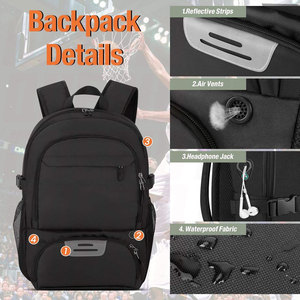 Customized Large Sports Backpack with Ball <b>Holder</b> and <b>Shoe</b> Compartment Waterproof Polyester Sports Equipment Bag Heavy Duty - Product Image 4