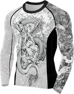 Fornitus Men's Long Sleeve Rash Guard <b>Compression</b> <b>Shirt</b> Full Sleeve Sublimation Print Quick Dry <b>Black</b> Gold Circuit Design - Product Image 2