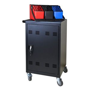 Carrello di ricarica per tablet e laptop da 32 bit in plastica con divisori per la gestione dei cavi, clip per cavi, supporti e cestello per dispositivi mobili - Product Image 6