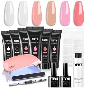 Poly Gel Nail Kit with UV Lamp Everything for Beginners <b>Builder</b> Gel Extension Nail Kit Slip Solution Included - Product Image 1