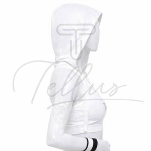 Nouveau style tendance, sweat à capuche court respirant pour femme, couleur unie personnalisable, décontracté, en polyester/coton - Product Image 6