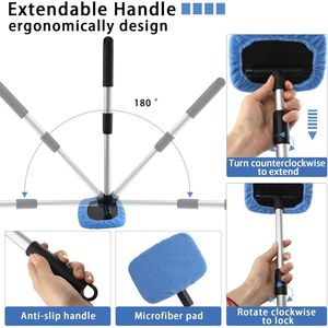 Juego de 5 Herramientas de Limpieza de Parabrisas de Microfibra de 18 Pulgadas con Mango Extensible, Kit de Limpieza de Ventanas de Vidrio para Interiores y Exteriores de Automóviles - Product Image 5