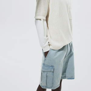 Nouvelle Arrivée Short en jean mini taille haute pour femme, effet ventre plat, avec revers en jean - Product Image 3