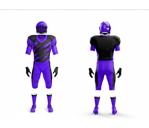 Ensemble complet d'uniformes de football américain haute performance, maillots d'équipe personnalisés |   Tenue de football d'équipe |   Vêtements de sport en polyester respirant - Product Image 2