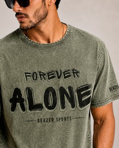 เสื้อยืดผู้ชายซักกรดผ้าฝ้ายแบบลำลองสไตล์สตรีทแบบ100% เสื้อยืดซักกรดใส่ได้พอดีตัวเป็นมิตรกับสิ่งแวดล้อม - Product Image 6