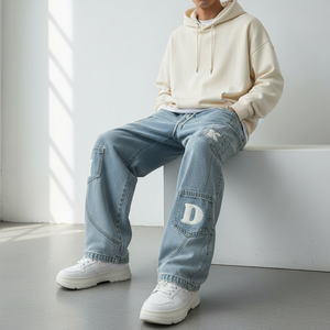 Pantalones Vaqueros de Mezclilla para Hombre, Corte Recto, Estilo Vintage, Marca Personalizada, Alta Calidad, Duraderos, Casuales, al por Mayor - Product Image 4