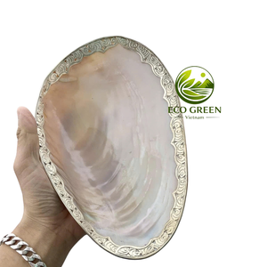 Bandeja Decorativa de Concha de Nácar Estilo Vintage, Plato para Joyas con Marco Dorado Hecho a Mano, para Decoración de Hogar Costero, Regalo - Product Image 1