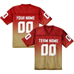 Maillot de football américain en maille polyester, sublimation, maillot de rugby vierge, uniforme de football américain pour hommes, col en V, manches courtes - Product Image 2