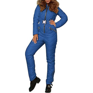 Women's Winter Ski Suit One Piece Hooded Fur Collar Snowsuit Waterproof Insulated Snowboard Jumpsuit Outdoor Sports Ski <b>Coat</b> - Product Image 4