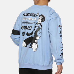 เสื้อสเวตเตอร์คอกลมพิมพ์ลายอนิเมะสีน้ำเงิน เสื้อผ้าผู้ชายทรงโอเวอร์ไซส์ ผ้าฝ้ายลำลอง ใส่ได้ในฤดูใบไม้ร่วง - Product Image 5