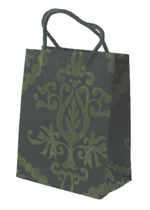 Handmade Recycled Cotton Art Paper Bag Flock Print Floral Design Beautiful Fashionable Candle Craft Use Matching Cord Handle - Product Image 4