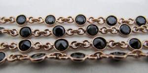 Cadena de Plata de Ley 92.5% con Circonitas Negras Redondas de Corte Diamante de 4mm, Se Vende por Pie - Product Image 3