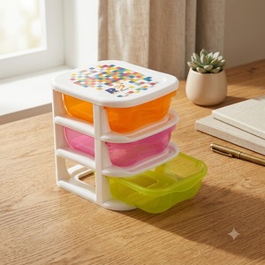 Stackable Plastic <b>Storage</b> <b>Drawers</b> Rectangle Three-Layer PP Material <b>for</b> Kitchen Neatening <b>Storage</b> - Product Image 1