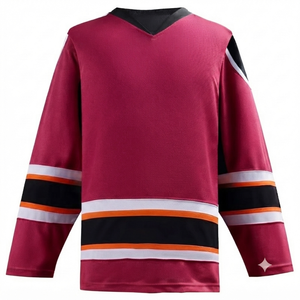 DROGEN EXPORT Fabrication sur mesure de maillots de hockey sur glace pour hommes de qualité supérieure, manches longues, col en V, 100% polyester, maille respirante, séchage rapide - Product Image 1