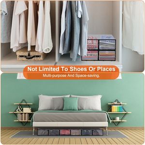 Organisateur de chaussures pliable transparent en PP, 6 pièces, anti-poussière, empilable, bac de rangement pour chaussures - Product Image 5