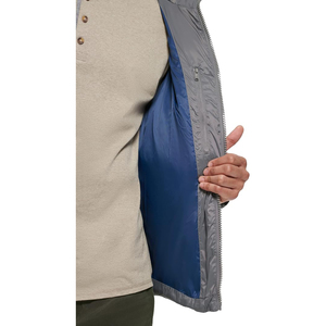 Gray Hooded Puffer <b>Jacket</b> Windproof Zipper Closure Polyester Winter Coat Casual Style Regular Fit - Product Image 4