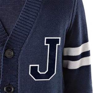 Cárdigan Azul Marino con Cuello en V para Hombre, con Parche de la Letra J y Diseño de Parches, Manga Larga, Tejido Transpirable, Suéter para Invierno - Product Image 4