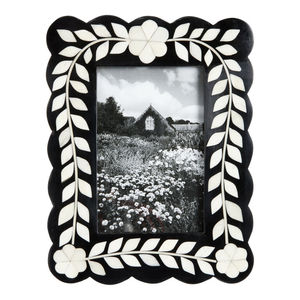 Luxury <b>Black</b> Bone Inlay Wooden <b>Photo</b> <b>Frame</b> Handmade Floral Picture <b>Frame</b> Decorative Tabletop Desktop Display <b>Frame</b> Home Office - Product Image 1