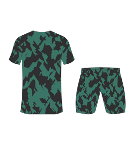 Conjunto de uniforme de fútbol sublimado personalizado para hombre, jersey con estampado de camuflaje verde oscuro y pantalones cortos a juego para profesionales - Product Image 6