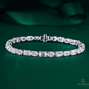 Bracelet tennis de luxe en diamants de laboratoire, taille émeraude et forme poire, pour femme, bijoux de mariage - Product Image 1