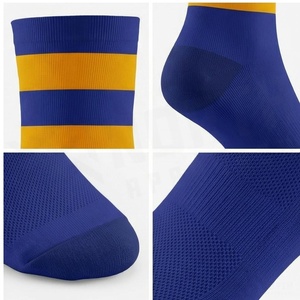 Blue Crew <b>Socks</b> With Yellow Stripes <b>Breathable</b> Knitted Casual <b>Socks</b> For Adults - Product Image 4