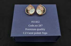 Boucles d'oreilles clous 11412 en zircon cubique et quartz rose, pierres ovales, plaqué or, en laiton, élégantes pour mariage et soirées - Product Image 5