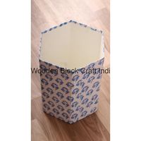 Poubelle décorative ouverte faite à la main en carton PP imprimé au bloc, recouverte de tissu 100% coton