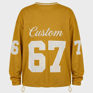 Maillot de football américain personnalisé, short moutarde, vêtements de sport pour adultes, respirant, en maille polyester, imprimé avec nom et numéro personnalisés - Product Image 2