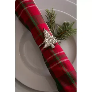 Elegant <b>Christmas</b> <b>Tree</b> Rhinestone Aluminum Napkin Ring American Style Design for Holiday <b>Table</b> Decor Glam Silver Tone Finish - Product Image 2