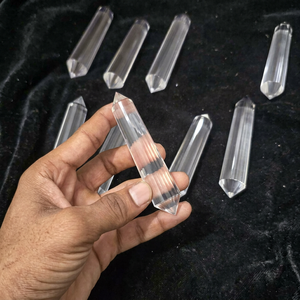 Varita de Cristal de Cuarzo Transparente Natural de 24 Caras, Tamaño de 3-3.5 Pulgadas, Punta Doble Terminada, Tallada y Pulida, para Sanación Espiritual Reiki - Product Image 1