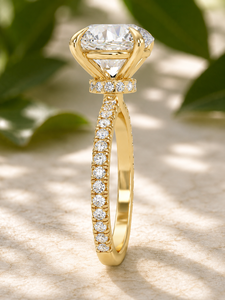 Anillos de lujo con halo oculto, oro sólido de 14K, diamantes cultivados en laboratorio con corte redondo certificados por IGI, anillos de compromiso de 1.50ct-5.50ct, anillos solitarios. - Product Image 3