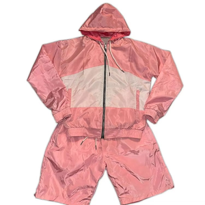 New Men Lightweight Casual <b>Polyester</b> <b>Shirts</b> and Nylon Shorts Two Piece Set Windbreaker Tracksuit Men Summer Sets - Product Image 3