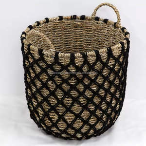Panier de rangement en jacinthe d'eau naturelle de haute qualité, fait à la main, en vrac, écologique, production durable en provenance du Vietnam - Product Image 1