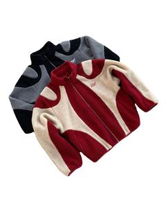 Vestes en polaire sherpa, fermeture éclair en laine, imprimé à motifs, veste d'hiver respirante, sans couture, coton et polyester, veste pour homme - Product Image 1