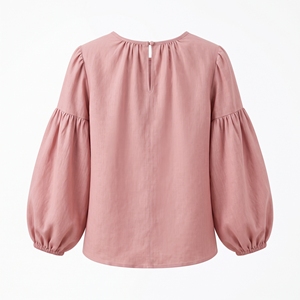 Blusa Casual de Lino para Mujer, Corte Holgado, Manga Abullonada, Diseño Exclusivo, OEM ODM, Venta al Por Mayor, Fábrica, Logotipo Personalizado |   MOQ Bajo XS - Product Image 3