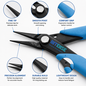 Pince à bec effilé de précision professionnelle pour bijoux, en acier inoxydable, outil manuel à pointe fine, poignée ergonomique bleue, logo personnalisé OEM - Product Image 2