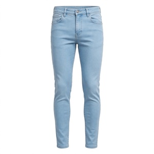 Jean en denim pour homme, taille mi-haute, coupe droite, en coton, délavé, coupe classique, décontracté, respirant, séchage rapide, écologique, été - Product Image 4