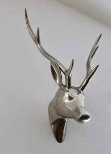 Décoration murale décorative en aluminium, tête de cerf gazelle, figurine, statue, décoration murale animale moderne, art mural métallique, artisanal, pour la maison - Product Image 3