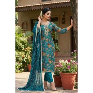Pure Organza Banarasi Digital <b>Suit</b> Set with Handwork Dupatta <b>Fancy</b> Work Heavy Santoon Bottom Ethnic Wedding Party Wear Outfit - Product Image 1