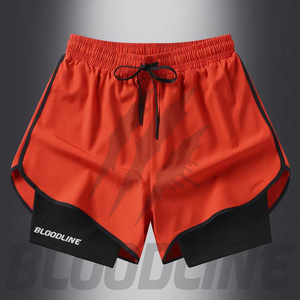 Pantalones Cortos Deportivos BLOODLINE para Hombre, Negros, con Cordón, Logotipo Estampado por Transferencia Térmica, Cintura Media, Transpirables, de Punto - Product Image 1
