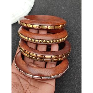 Bracelets en bois traditionnels indiens colorés pour femmes, bijoux ethniques faits à la main, collection de bijoux de mode en cristal - Product Image 4