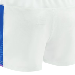 Pantalones Cortos Deportivos de Secado Rápido con Estampado Geométrico Blanco y Azul para Hombre, Cintura Elástica, Largo Medio, Impresión por Sublimación - Product Image 5