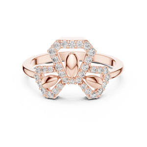Bague élégante en or rose inspirée des fleurs et des nœuds, avec des accents en cristal pavé, pour femmes, bijoux de mode, cadeau d'anniversaire de mariage - Product Image 3