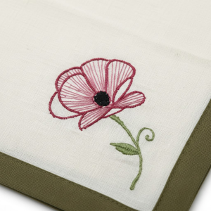 Serviette en coton blanche brodée de fleurs avec bordure, linge de table réutilisable de qualité supérieure pour une décoration élégante de la table et de la salle à manger. - Product Image 4
