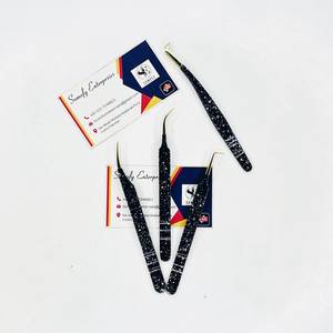 Pince à épiler Somofy Enterprises Gold Tips Silver Dotts pour cils, en acier inoxydable, pointe de précision lisse, 10 mm, durable, antistatique, personnalisée - Product Image 5