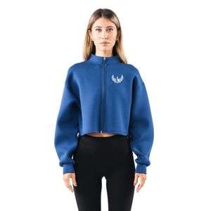 Blouson bomber court bleu roi pour femme, fermeture éclair intégrale, manches longues, sweat-shirt en polaire, décontracté, pour la gym, l'entraînement, vêtement de sport, vêtement d'extérieur tendance - Product Image 1