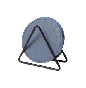Best Quality Durable PU Faux Leather Coaster Set 4 Pcs Metal <b>Stand</b> 3.5 Inch <b>Coffee</b> Tea Mats for Home Table Many Colors Cheap - Product Image 1