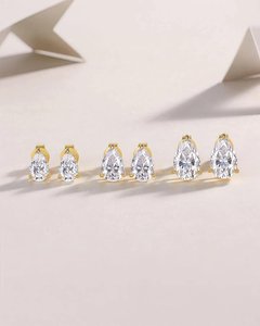 Pendientes solitarios de moissanita de 1 quilate con corte de pera, chapados en oro y rodio con plata 925, para mujer, joyería de fiesta, para novias. - Product Image 4